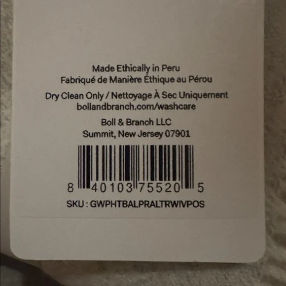 NWT Boll & Branch 100% Alpaca Oversized Throw, 60”x80”, Neutral Color! - Picture 4 of 4